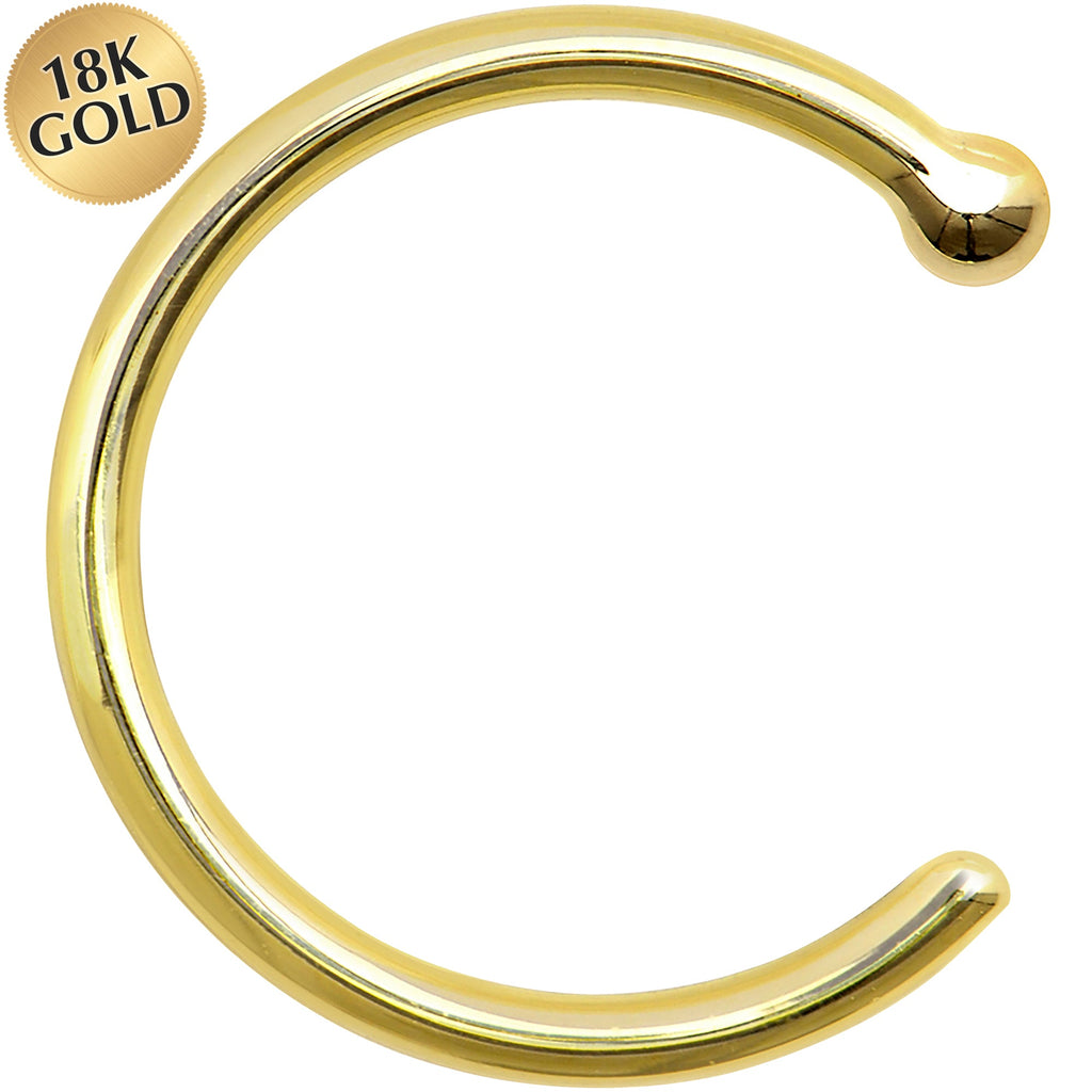 BodyCandy 18G 3/8 Solid 18K Yellow Gold Nose Hoop — back view