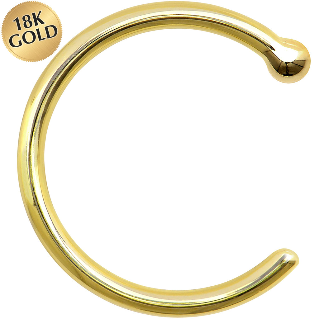BodyCandy 18G 5/16 Solid 18K Yellow Gold Nose Hoop — detail close-up