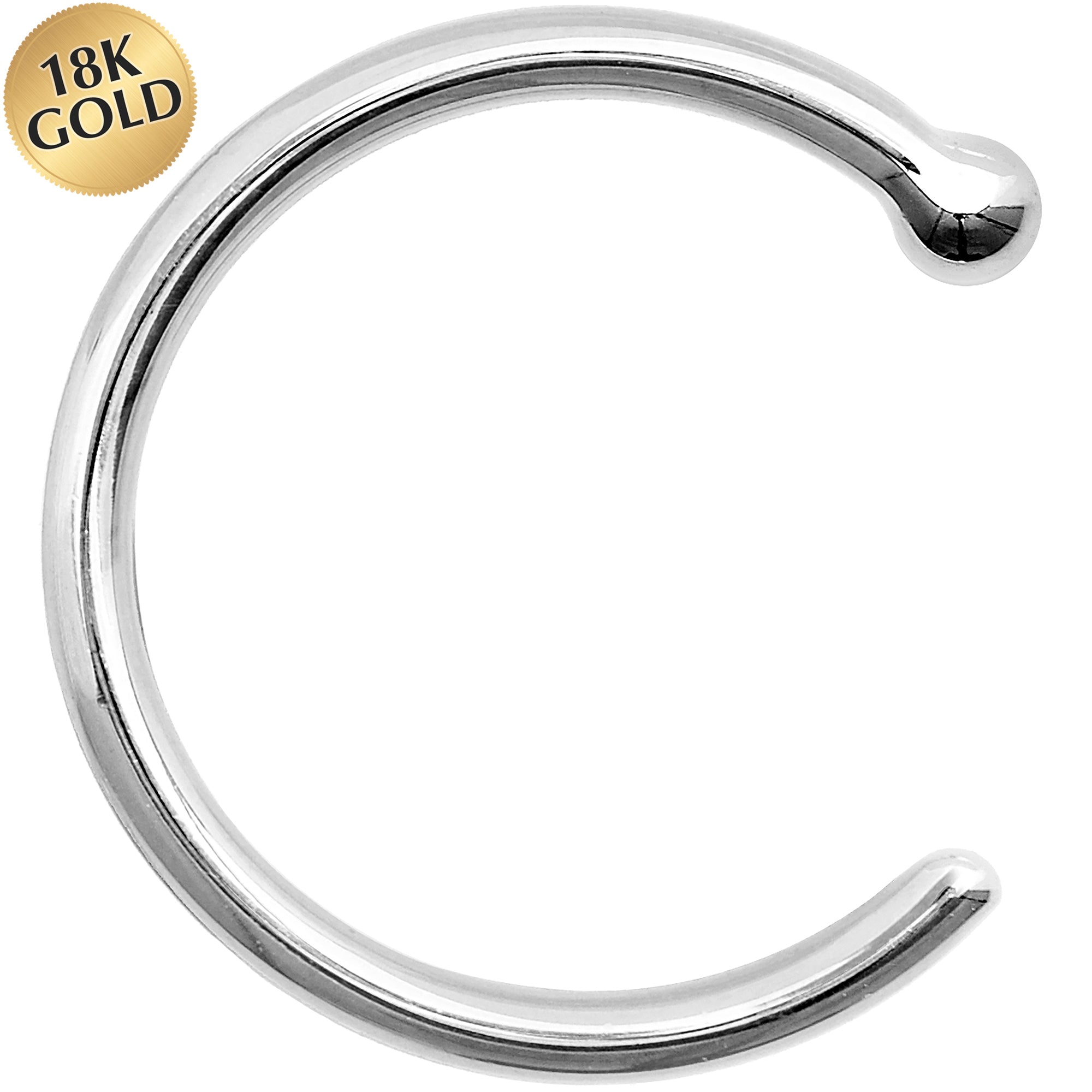 BodyCandy 18G 3/8 Solid 18K White Gold Nose Hoop — detail close-up