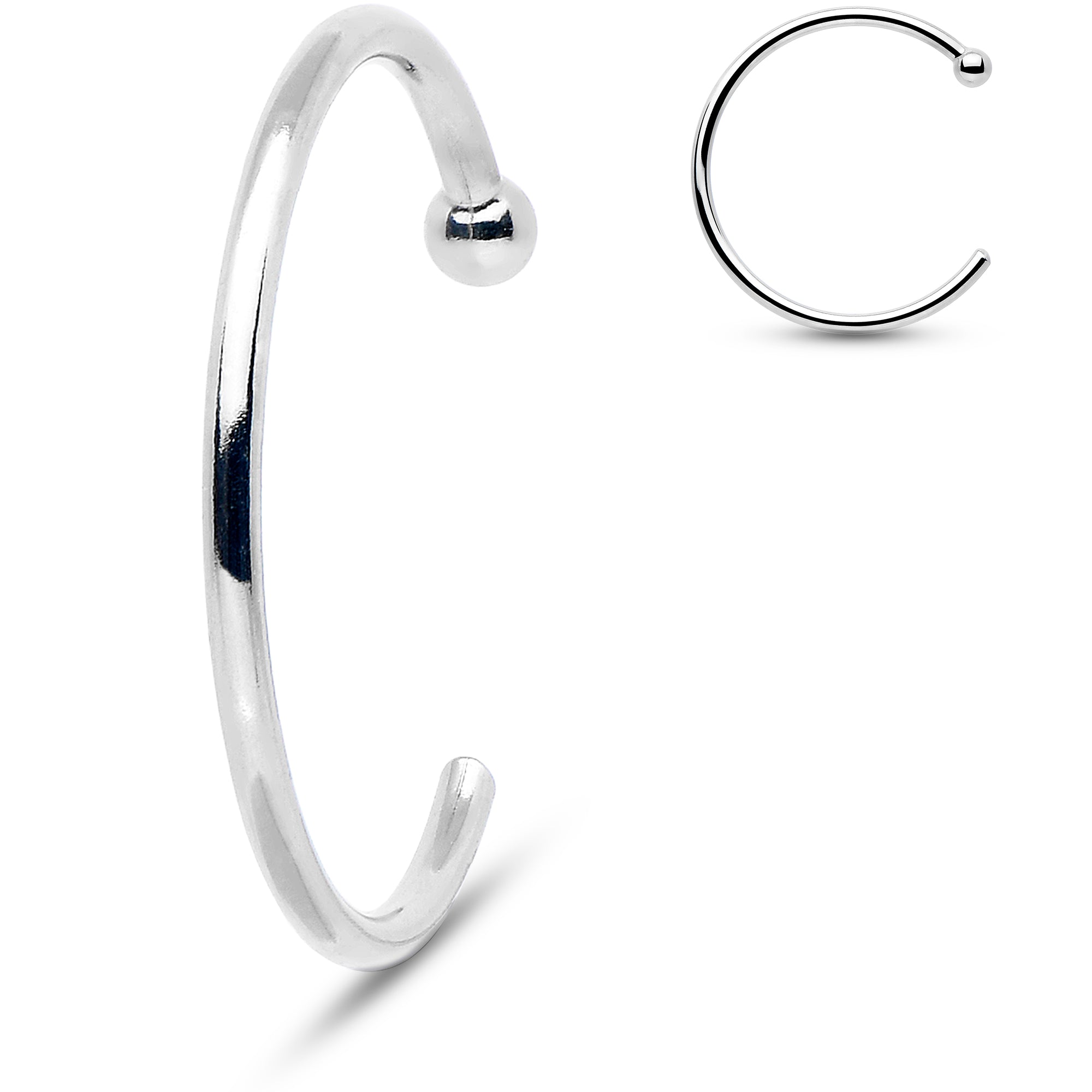 BodyCandy 20G 3/8 Solid 18K White Gold Nose Hoop — size reference