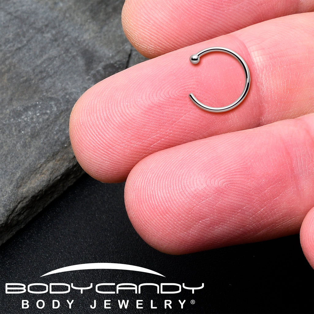 BodyCandy 20G 3/8 Solid 18K White Gold Nose Hoop — in-use photo