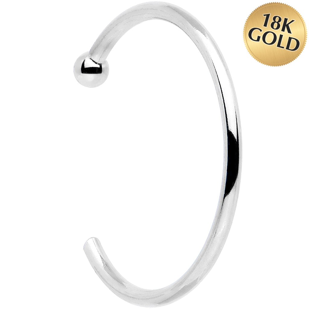 BodyCandy 20G 3/8 Solid 18K White Gold Nose Hoop — main product shot