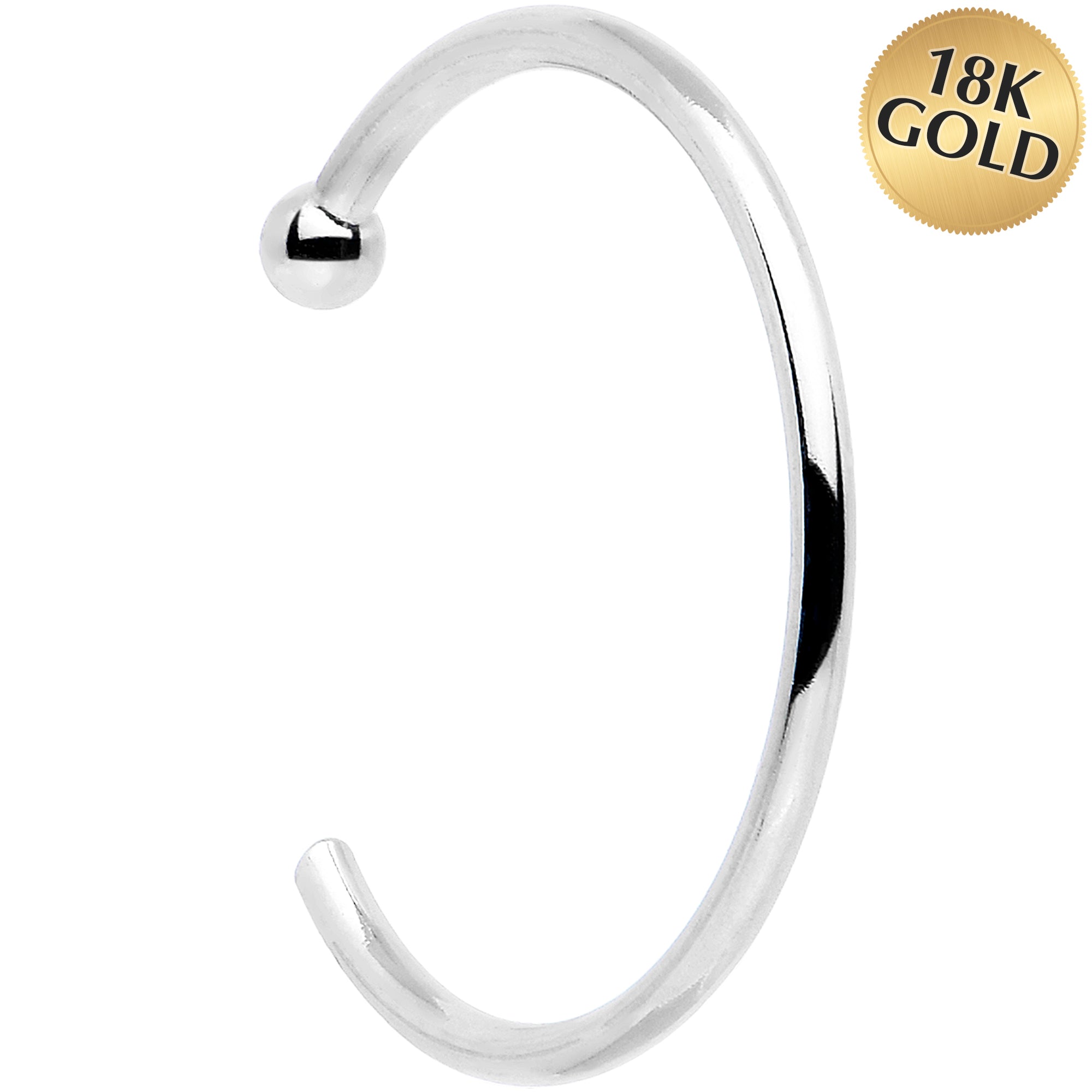 BodyCandy 20G 3/8 Solid 18K White Gold Nose Hoop — main product shot