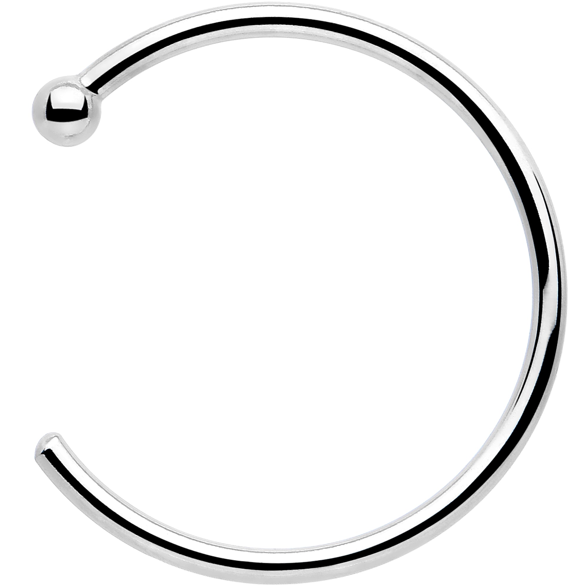 BodyCandy 20G 3/8 Solid 18K White Gold Nose Hoop — back view