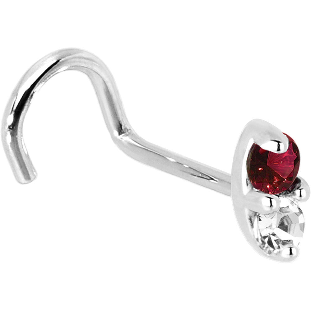 BodyCandy 14k White Gold Red 1.5mm CZ Marquise Nose Ring — alternative angle