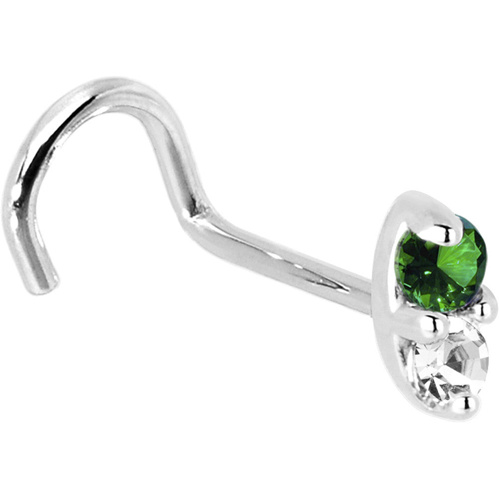 BodyCandy 14k White Gold 1.5mm Genuine Emerald Diamond Marquise Nose Ring — alternative angle