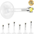 BodyCandy Solid 14K White Gold November 1.5mm CZ Bioplast Push in Labret Monroe — main product shot