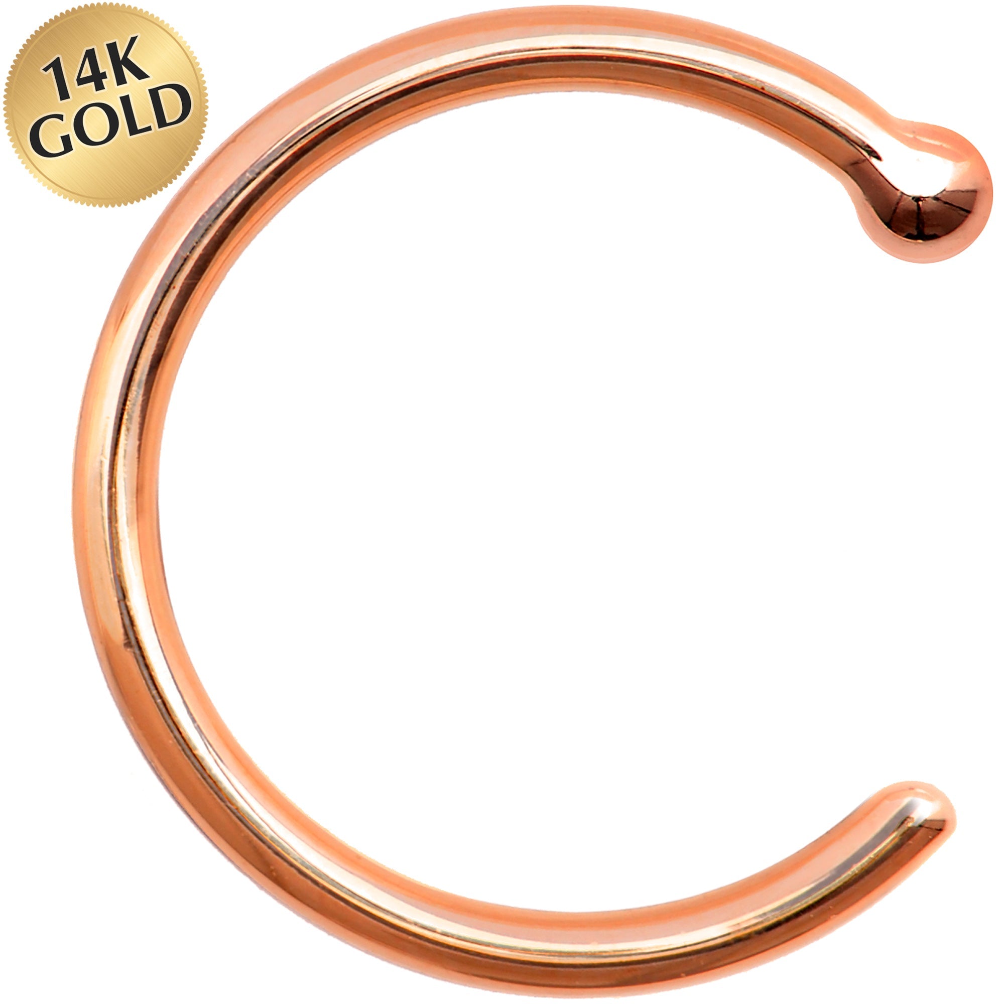 BodyCandy 18G 5/16 Solid 14K Rose Gold Nose Hoop — main product shot