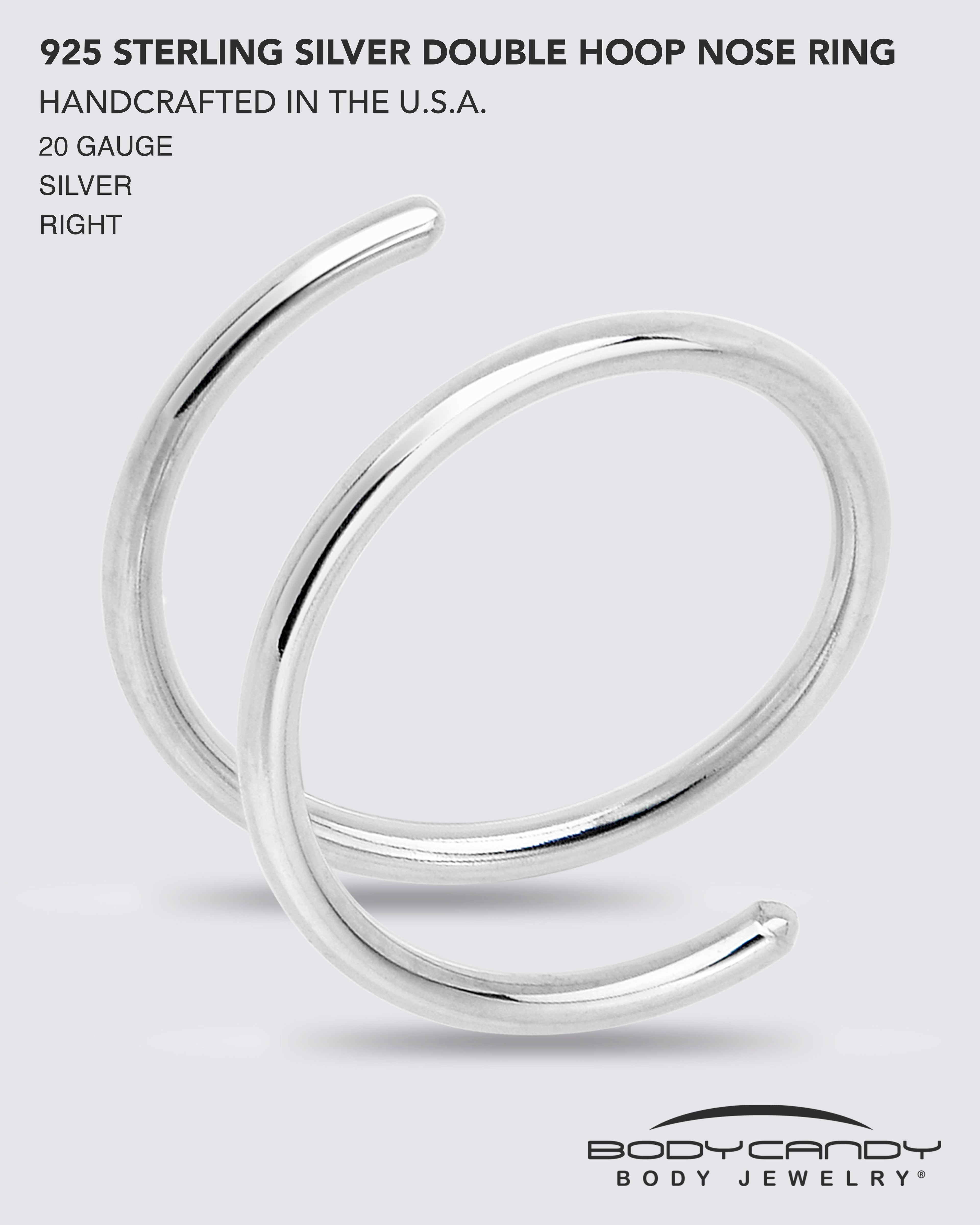 BodyCandy Double Hoop Nose 925 Sterling Silver Spiral Nose Ring — in-use photo