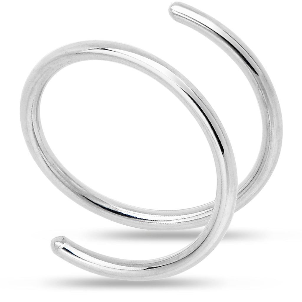 BodyCandy Double Hoop Nose 925 Sterling Silver Spiral Nose Ring — side view