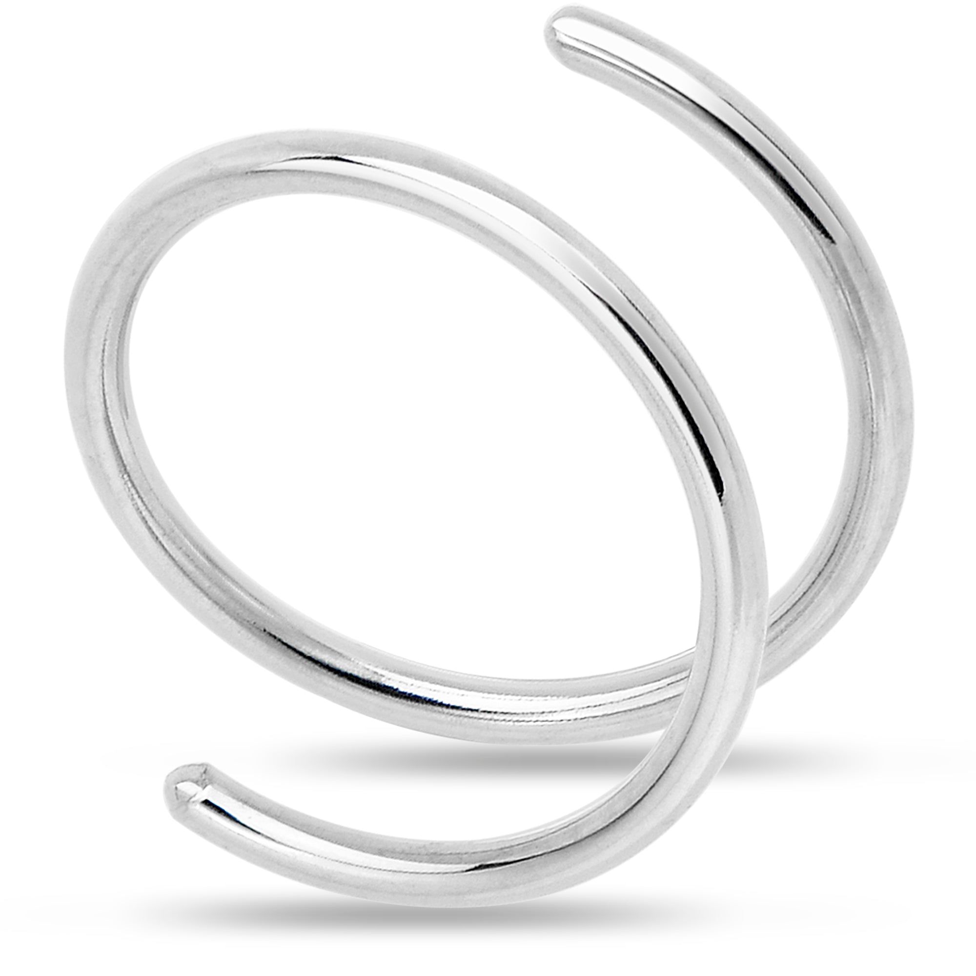BodyCandy Double Hoop Nose 925 Sterling Silver Spiral Nose Ring — side view