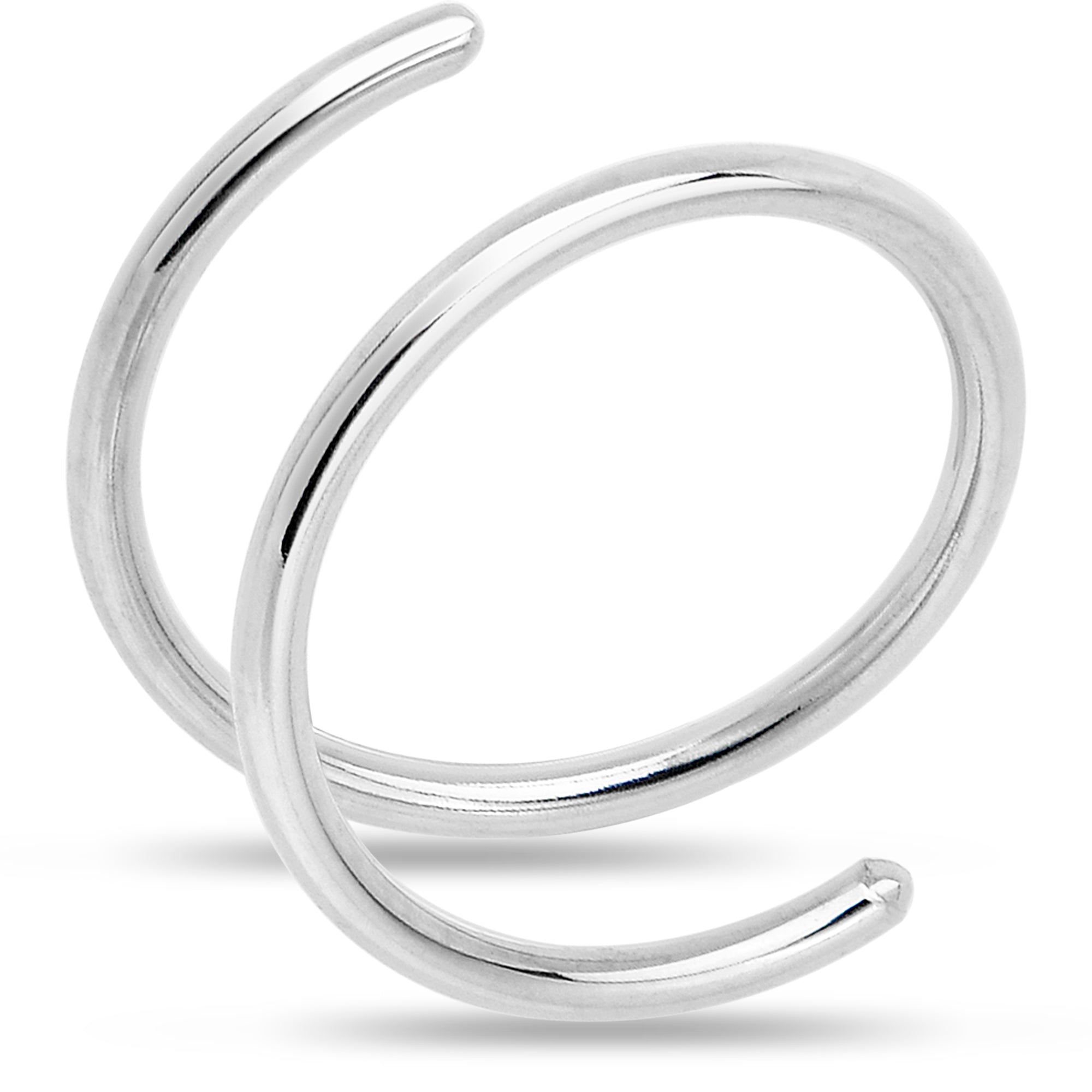 BodyCandy Double Hoop Nose 925 Sterling Silver Spiral Nose Ring — back view