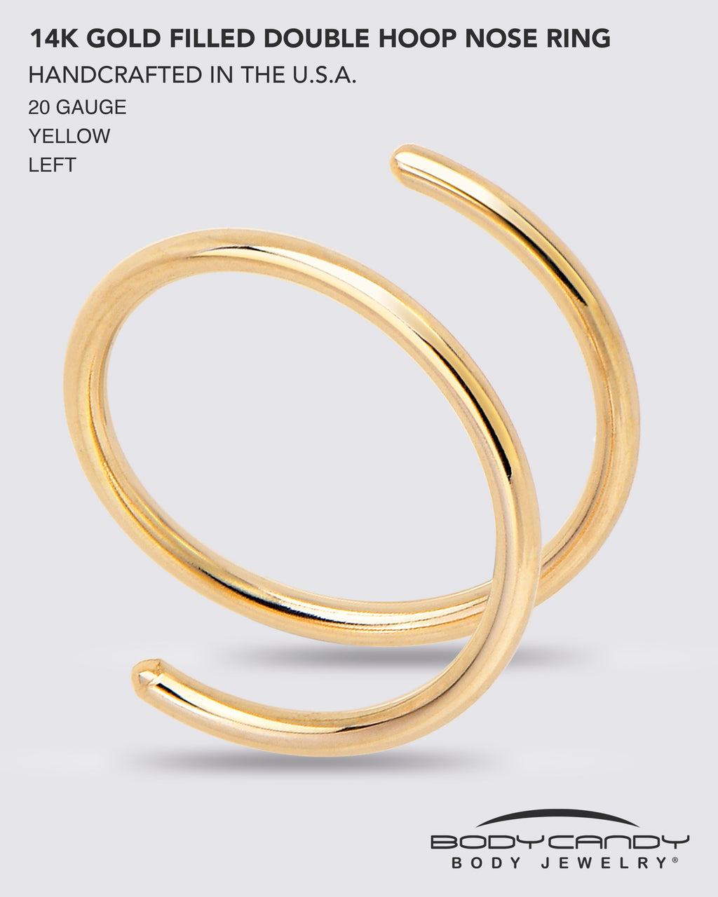 BodyCandy 3Pack Double Hoop Nose 14k Gold Filled and 925 Silver Spiral Nose Rings 20G 8mm Left — in-use photo