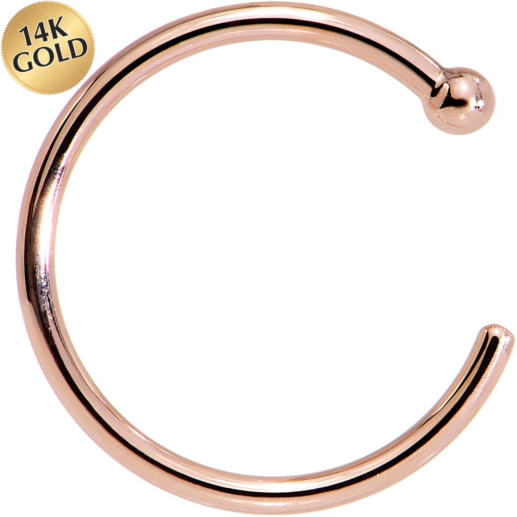 BodyCandy 18G 3/8 14k Solid Rose Gold Nose Hoop — detail close-up