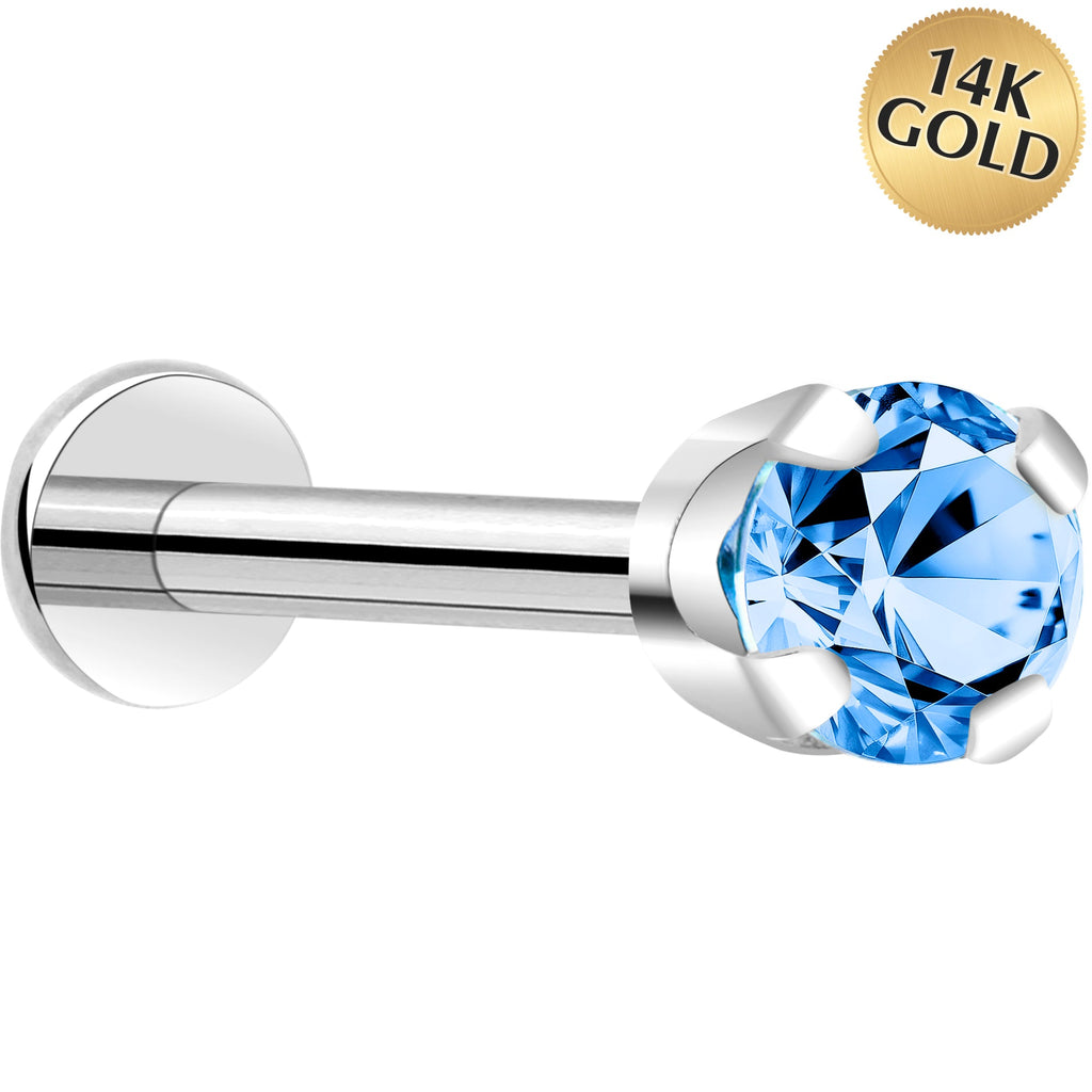 BodyCandy 14k White Gold Flat Back Earring with 3mm Cubic Zirconia Handmade — product on model