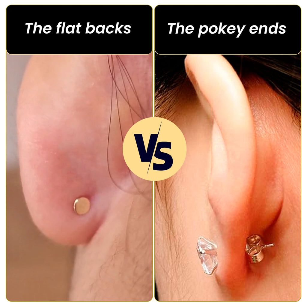 BodyCandy 14k Yellow Gold Flat Back Earring with 3mm Lab Grown Diamond Handmade — side view