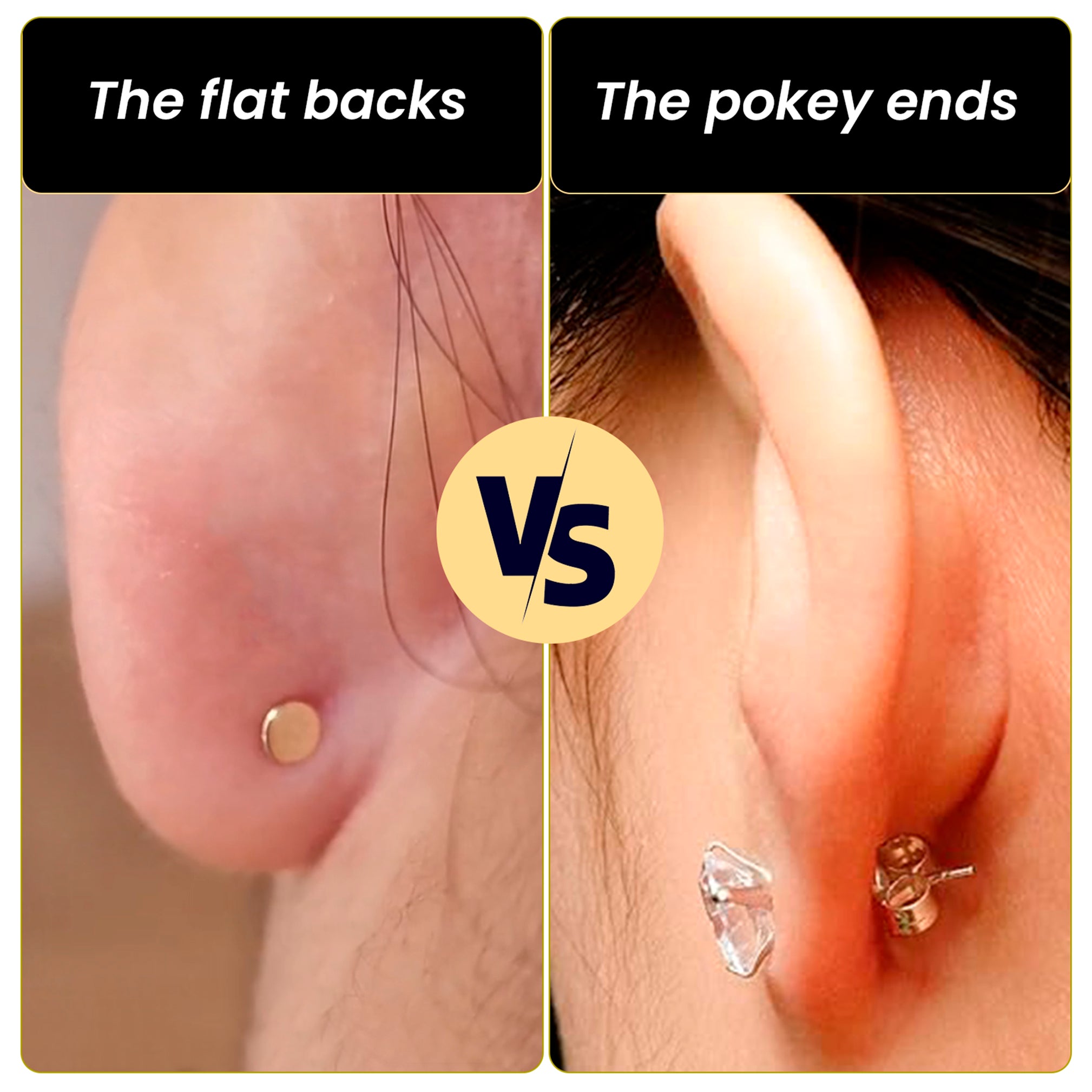 BodyCandy 14k Yellow Gold Flat Back Earring with 3mm Lab Grown Diamond Handmade — side view