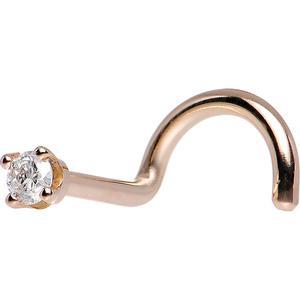 BodyCandy 14K Rose Gold 2mm Genuine Diamond Nose Ring — side view