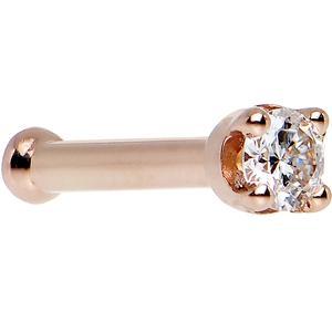BodyCandy 14k Rose Gold 2mm Lab Grown Diamond Nose Ring — detail close-up