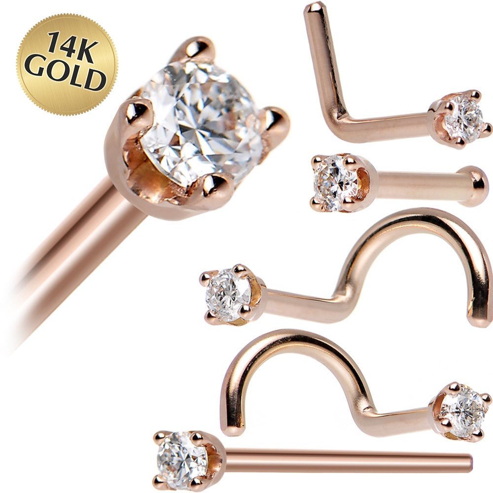 BodyCandy 14k Rose Gold 2mm Moissanite Nose Ring — main product shot