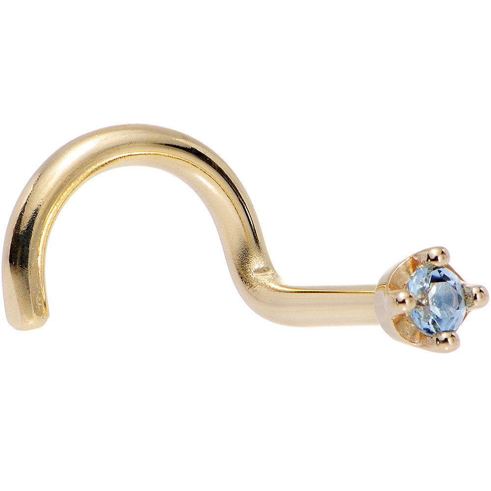 BodyCandy Solid 18K Yellow Gold 1.5mm Genuine Topaz Nose Ring — detail close-up