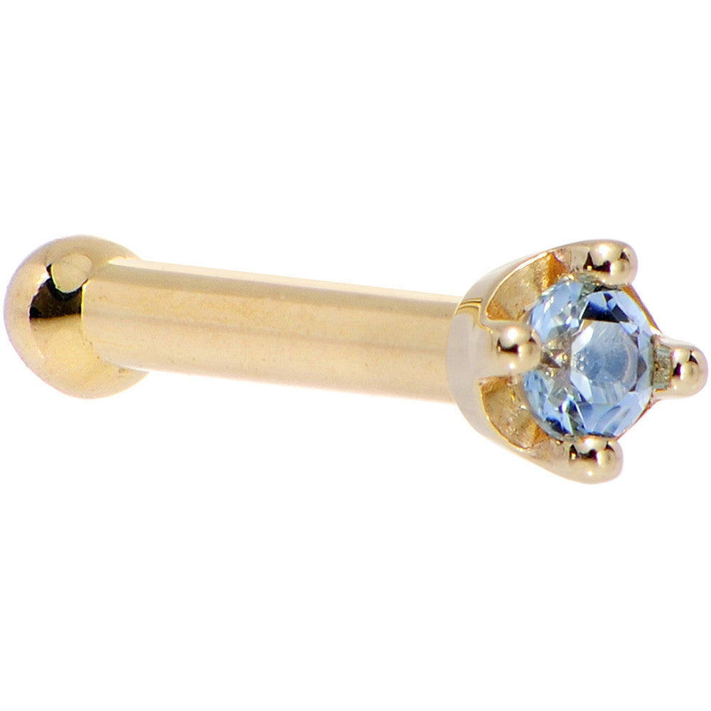 BodyCandy Solid 18K Yellow Gold 1.5mm Genuine Topaz Nose Ring — back view
