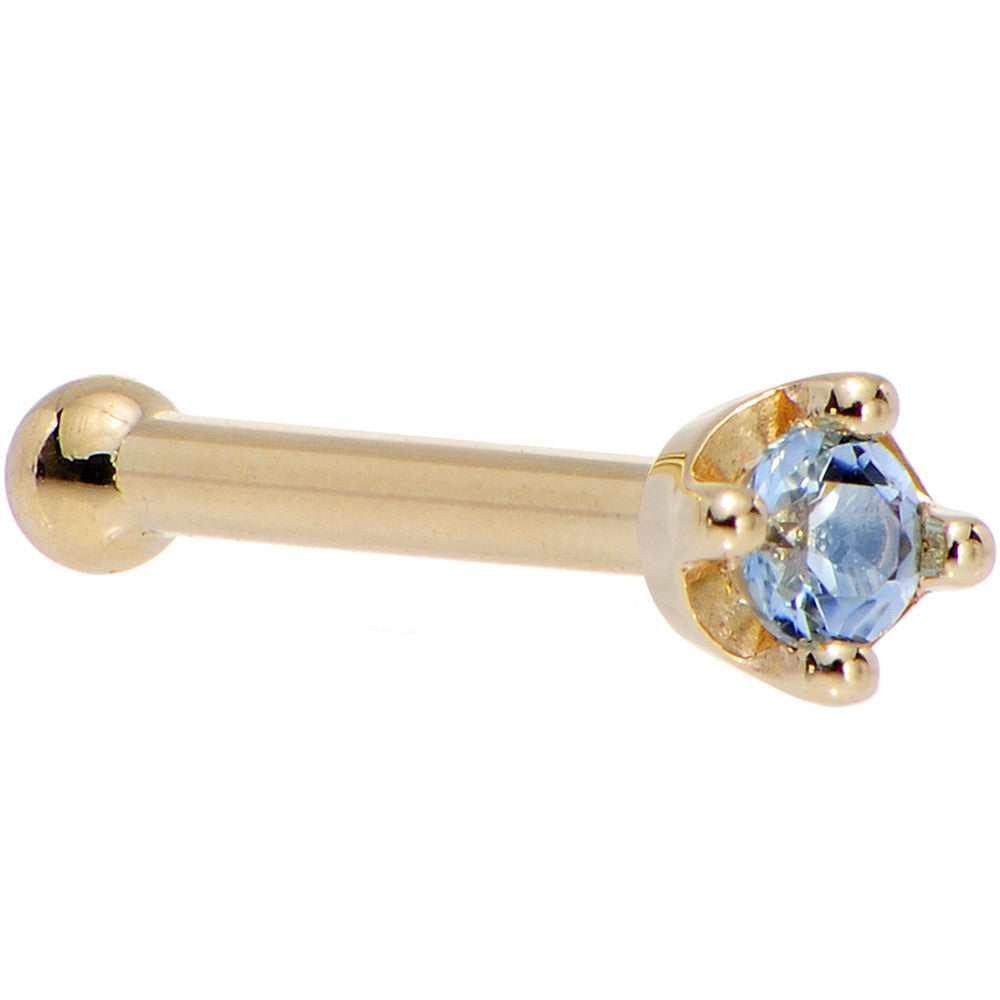 BodyCandy Solid 14K Yellow Gold 1.5mm Genuine Topaz Nose Ring — color detail