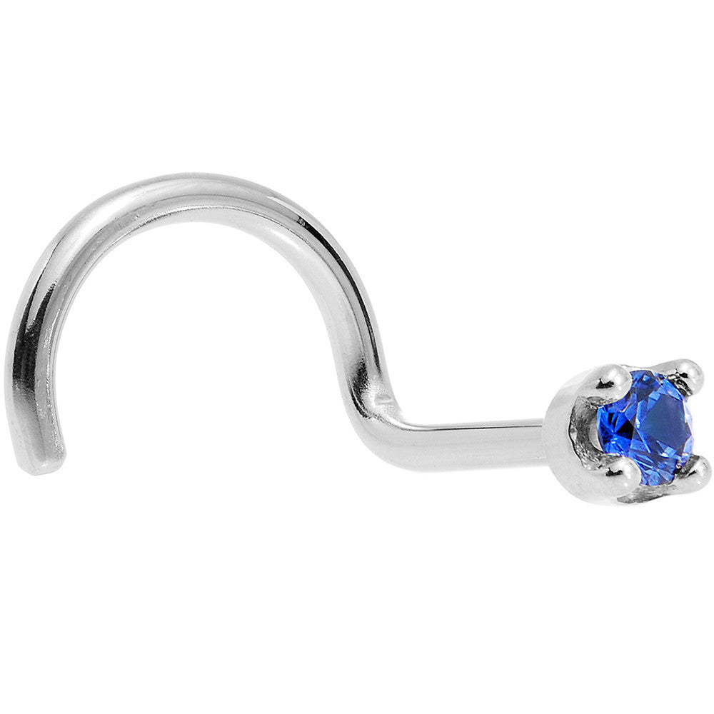 BodyCandy Solid 14K White Gold 1.5mm Genuine Blue Sapphire Nose Stud Ring — in-use photo