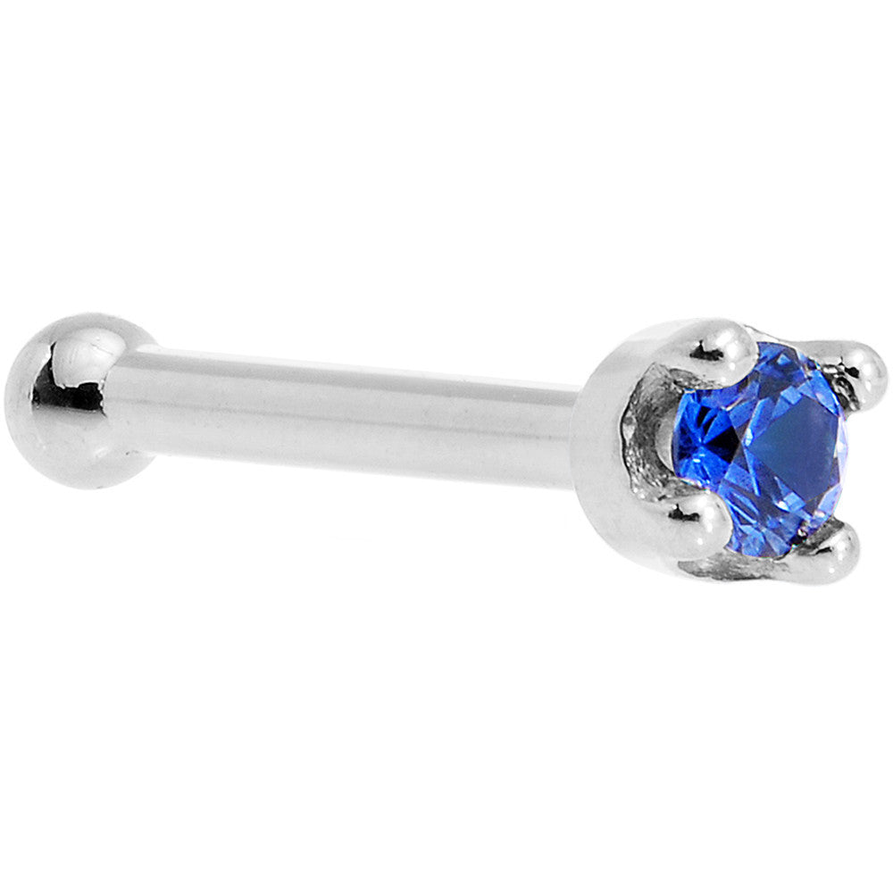 BodyCandy Solid 14K White Gold 1.5mm Genuine Blue Sapphire Nose Stud Ring — color detail
