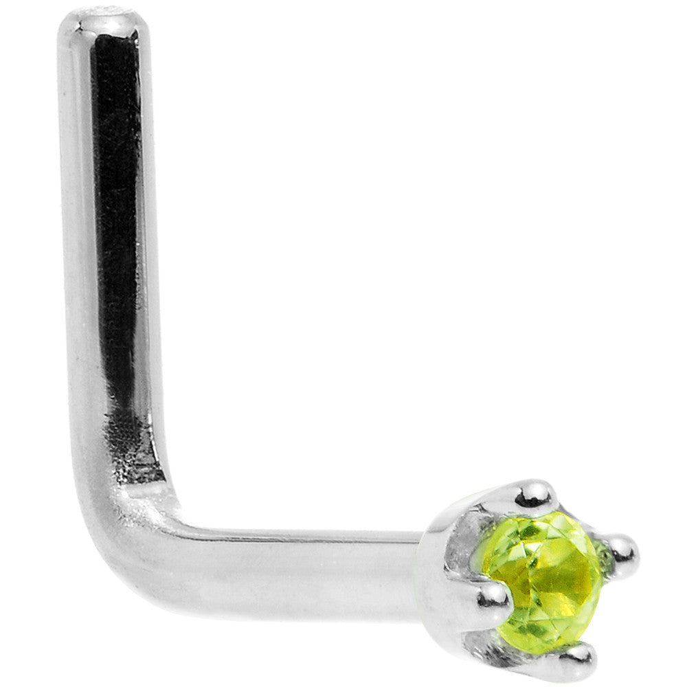 BodyCandy Solid 14K White Gold 1.5mm Genuine Peridot Nose Ring — size reference