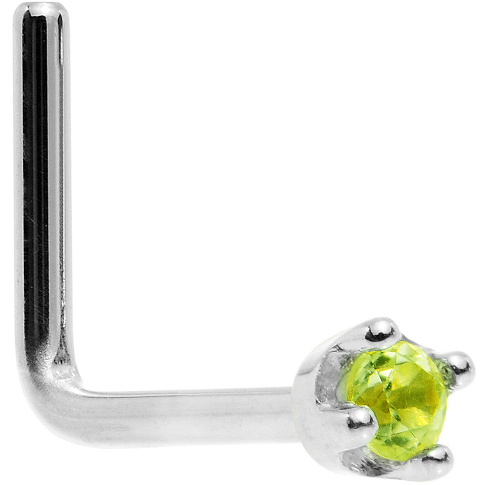 BodyCandy Solid 14K White Gold 1.5mm Genuine Peridot Nose Ring — comparison shot