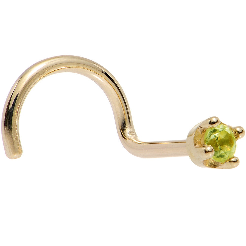 BodyCandy Solid 14K Yellow Gold 1.5mm Genuine Peridot Nose Ring — packaging