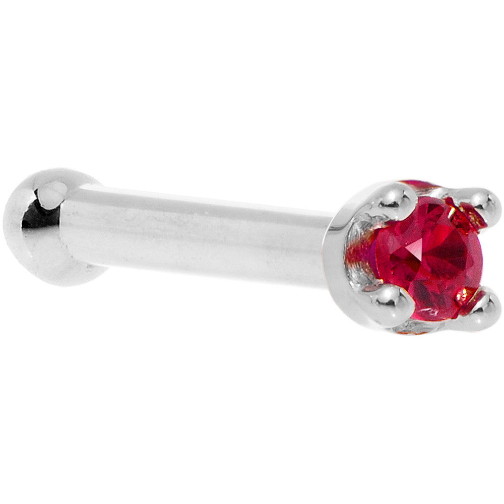 BodyCandy Solid 14K White Gold 1.5mm Diamond Cut Genuine Ruby Nose Ring — back view