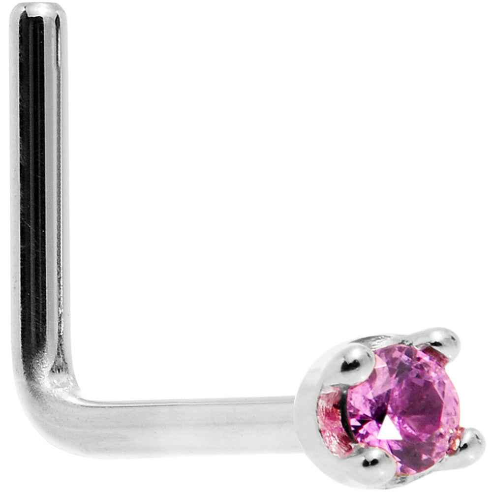 BodyCandy Solid 14K White Gold 1.5mm Genuine Pink Sapphire Nose Ring — size reference