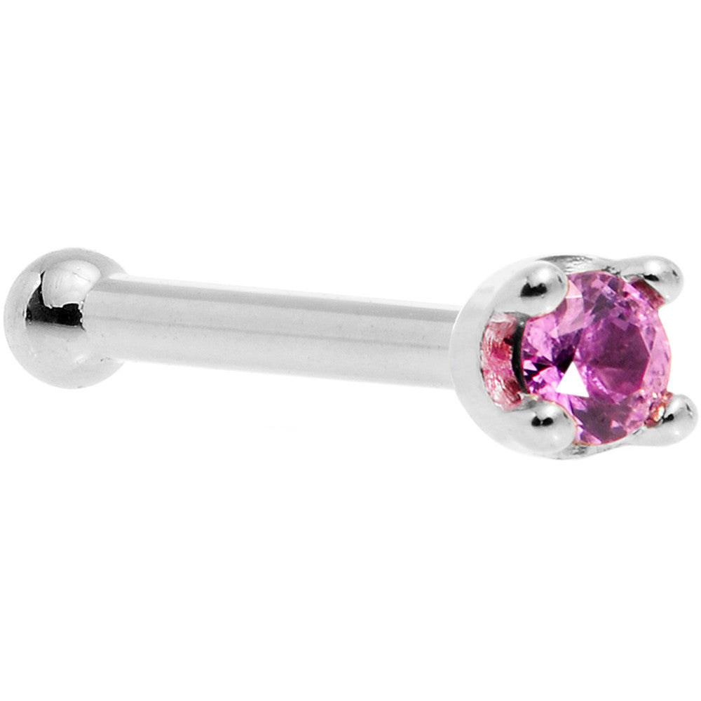 BodyCandy Solid 14K White Gold 1.5mm Genuine Pink Sapphire Nose Ring — color detail