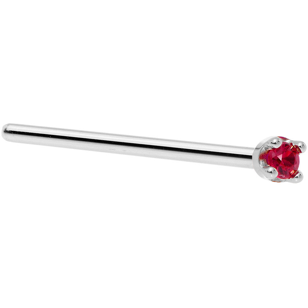 BodyCandy Solid 14K White Gold 1.5mm Diamond Cut Genuine Ruby Nose Ring — alternative angle