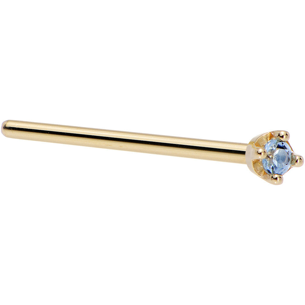 BodyCandy Solid 18K Yellow Gold 1.5mm Genuine Topaz Nose Ring — alternative angle