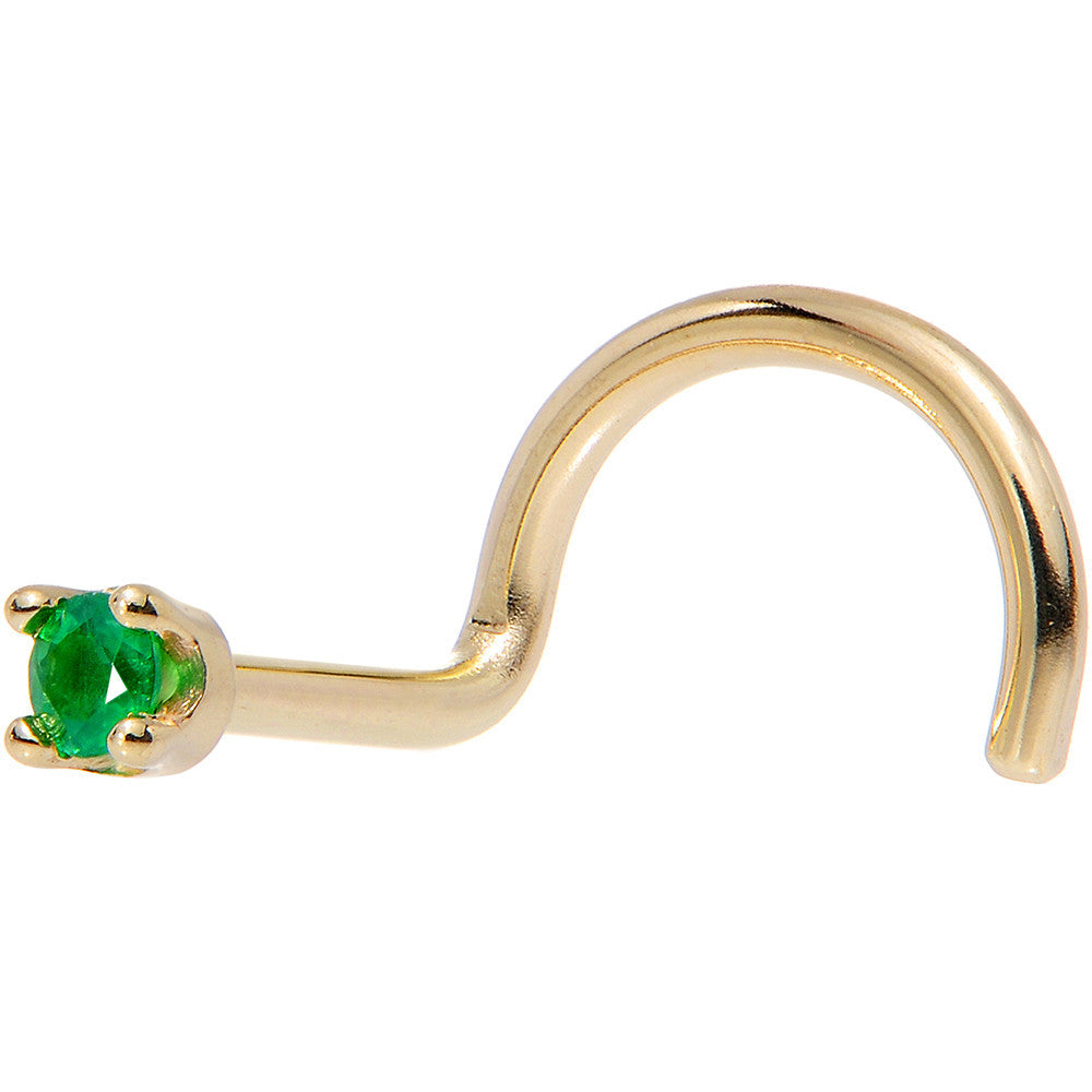 BodyCandy Solid 14K Yellow Gold 1.5mm Genuine Emerald Nose Ring — color detail