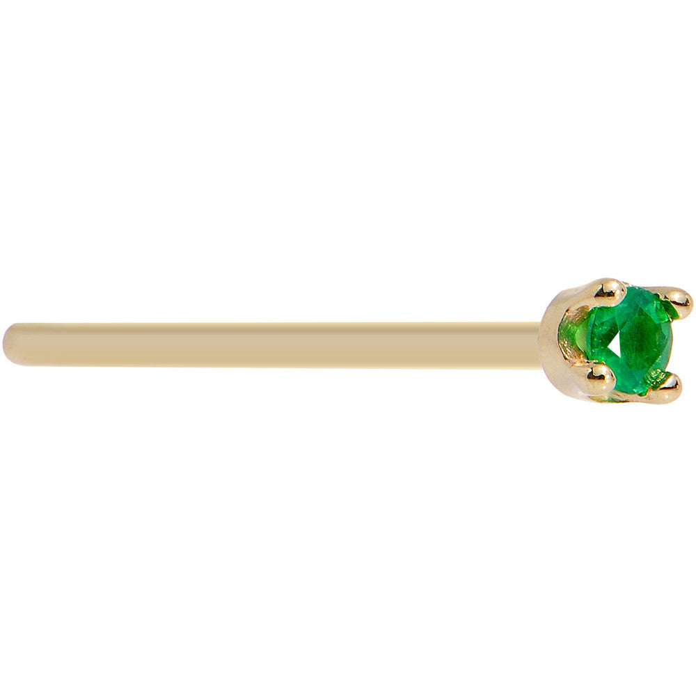 BodyCandy Solid 14K Yellow Gold 1.5mm Genuine Emerald Nose Ring — fabric or material detail