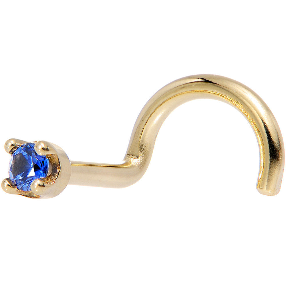 BodyCandy Solid 14K Yellow Gold 1.5mm Genuine Blue Sapphire Nose Stud Ring — feature highlight