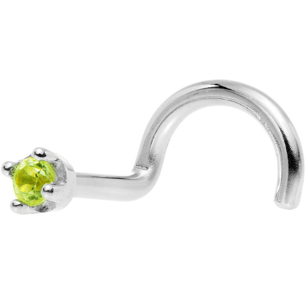 BodyCandy Solid 14K White Gold 1.5mm Genuine Peridot Nose Ring — main product shot