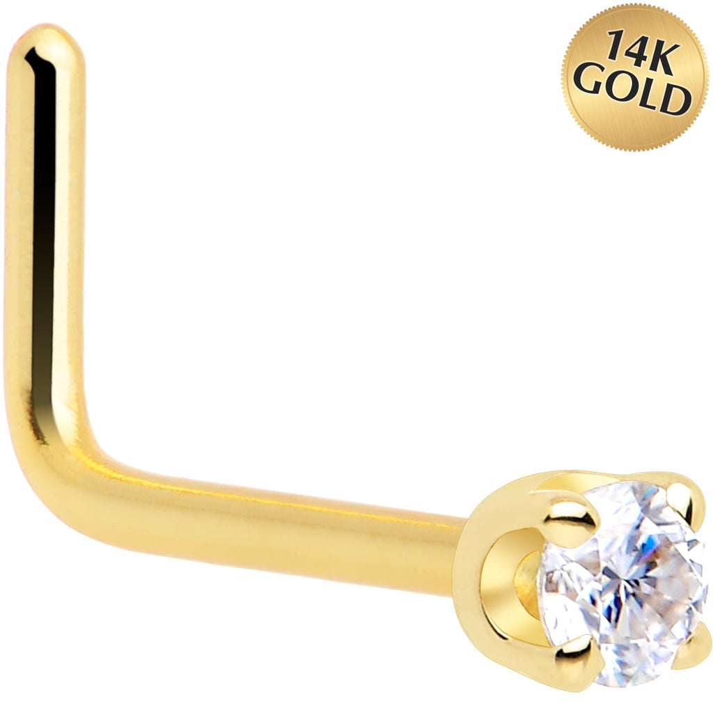 BodyCandy 14k Yellow Gold 2mm Lab Grown Diamond Nose Ring — side view
