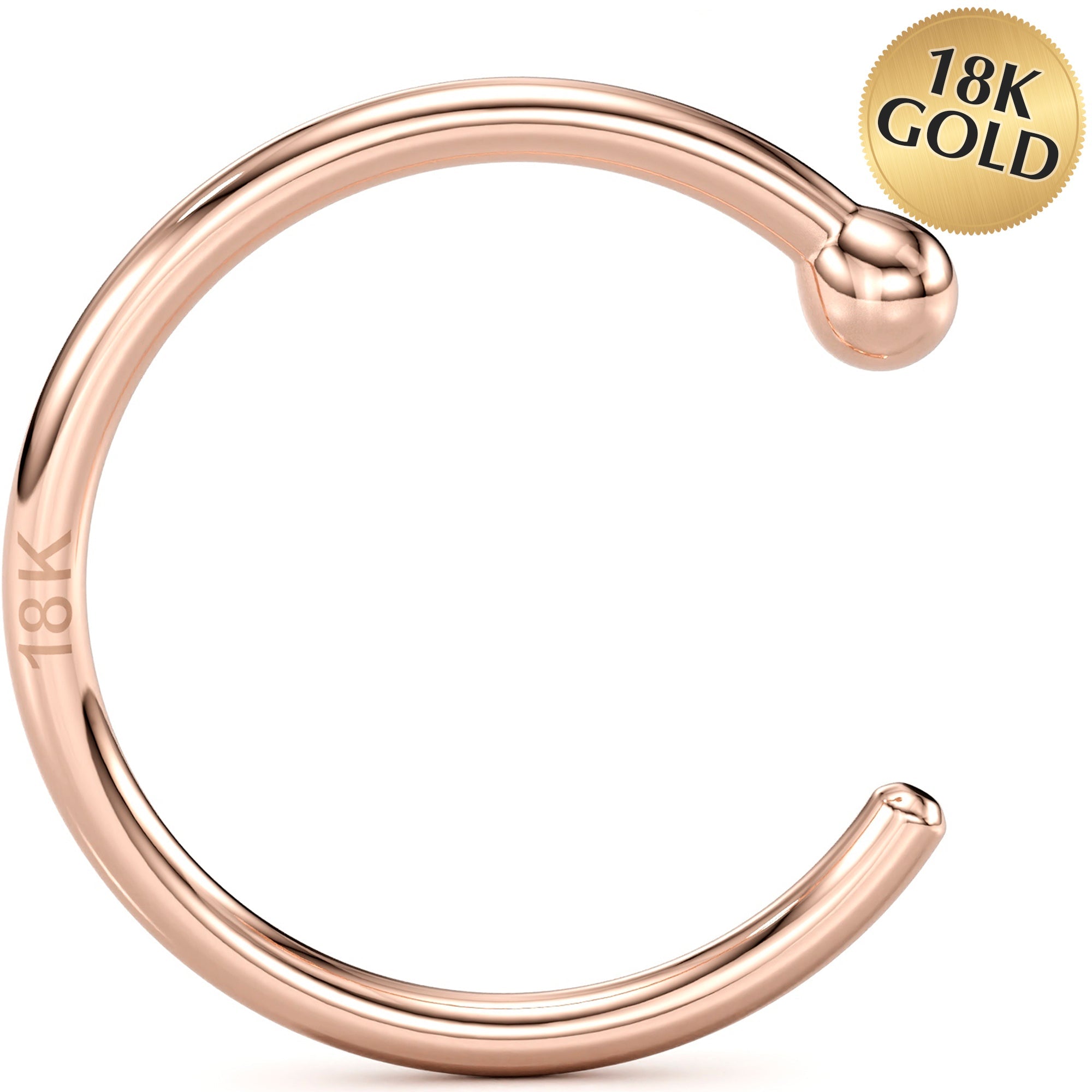BodyCandy 20G 3/8 Solid 18K Rose Gold Nose Hoop — comparison shot