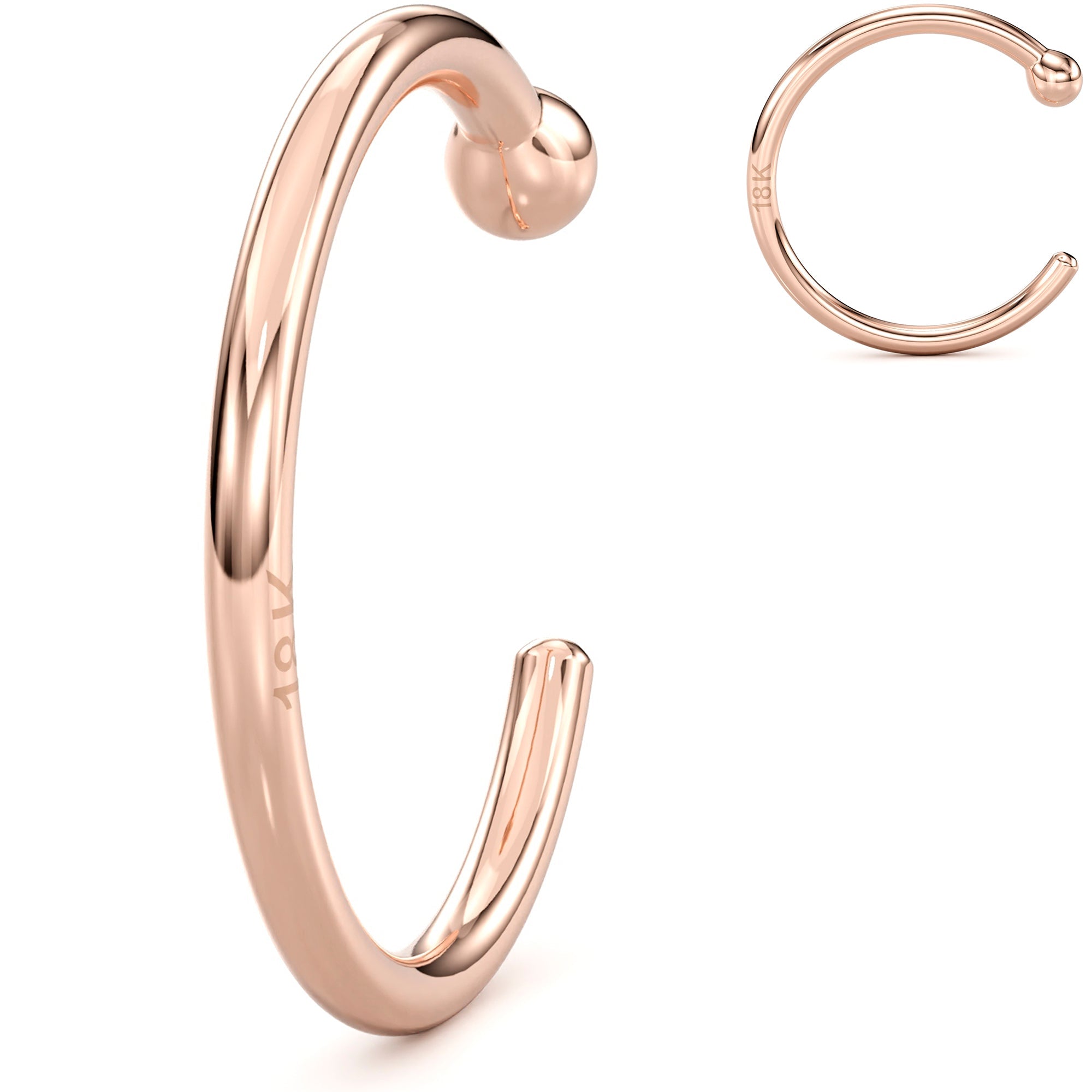 BodyCandy 20G 3/8 Solid 18K Rose Gold Nose Hoop — size reference