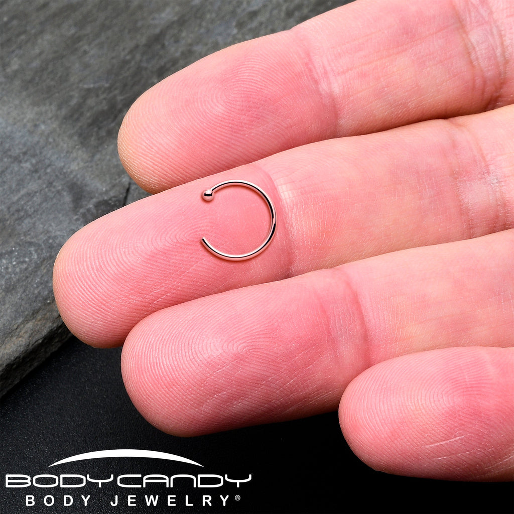 BodyCandy 20G 5/16 Solid 18K Rose Gold Nose Hoop — alternative angle