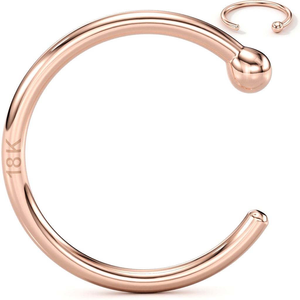 BodyCandy 20G 5/16 Solid 18K Rose Gold Nose Hoop — size reference