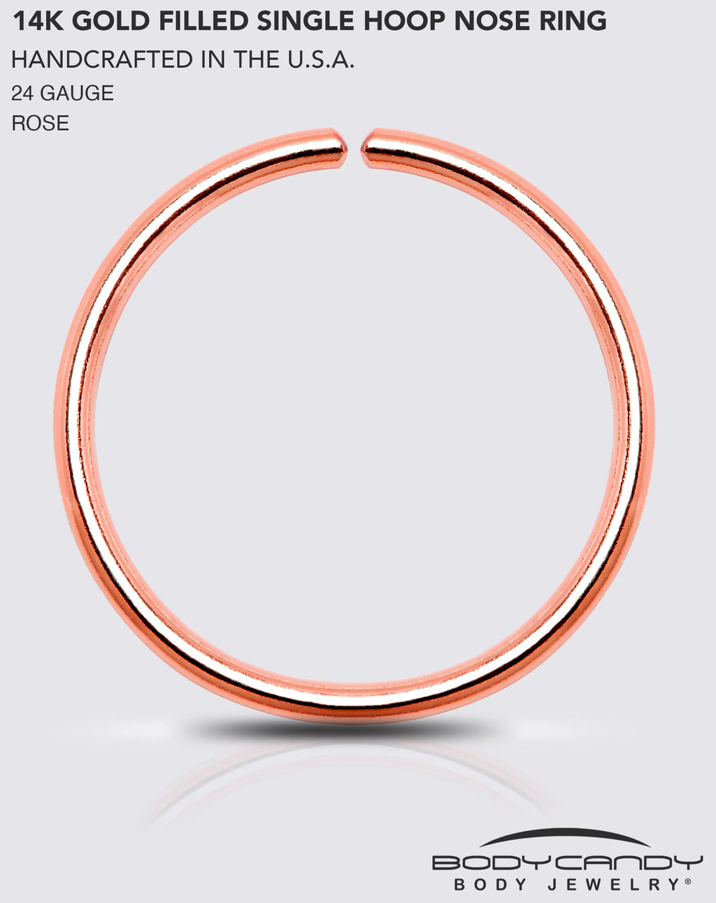 BodyCandy Single Hoop Nose 14k Rose Gold Filled Nose Hoop Ring — side view