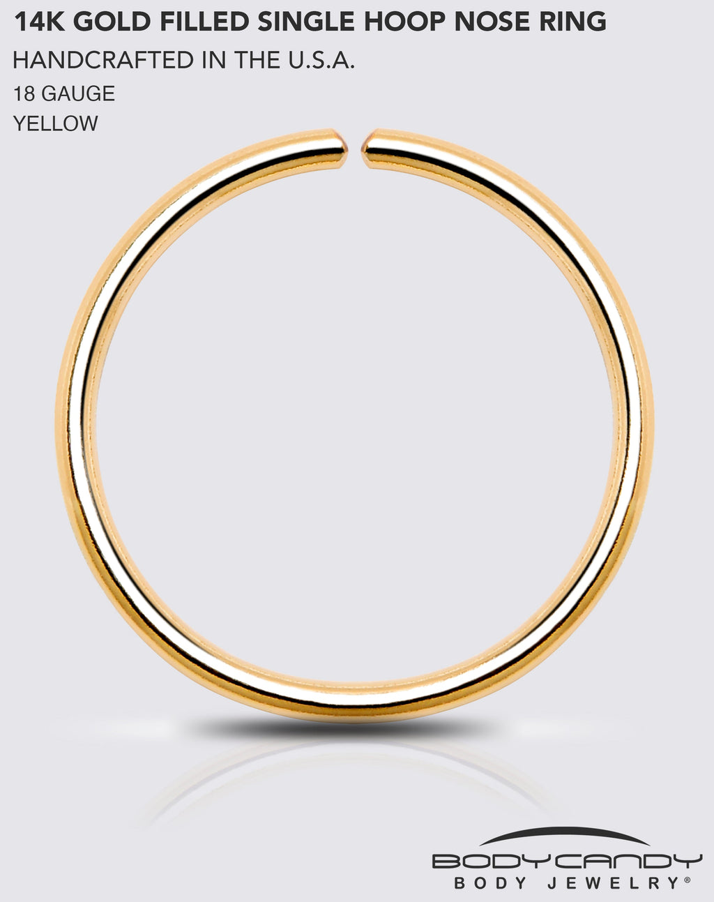 BodyCandy Single Hoop Nose 14k Yellow Gold Filled Nose Hoop Ring — color detail