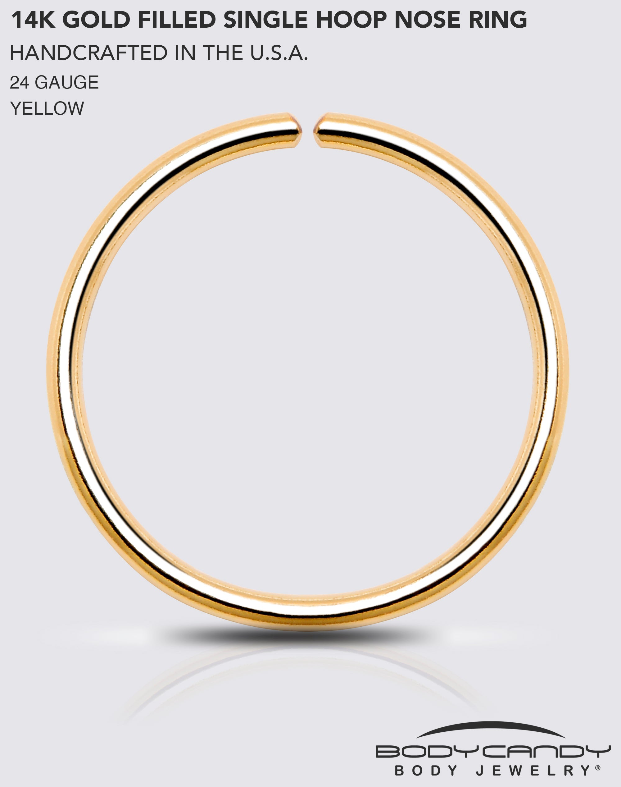 BodyCandy Single Hoop Nose 14k Yellow Gold Filled Nose Hoop Ring — size reference