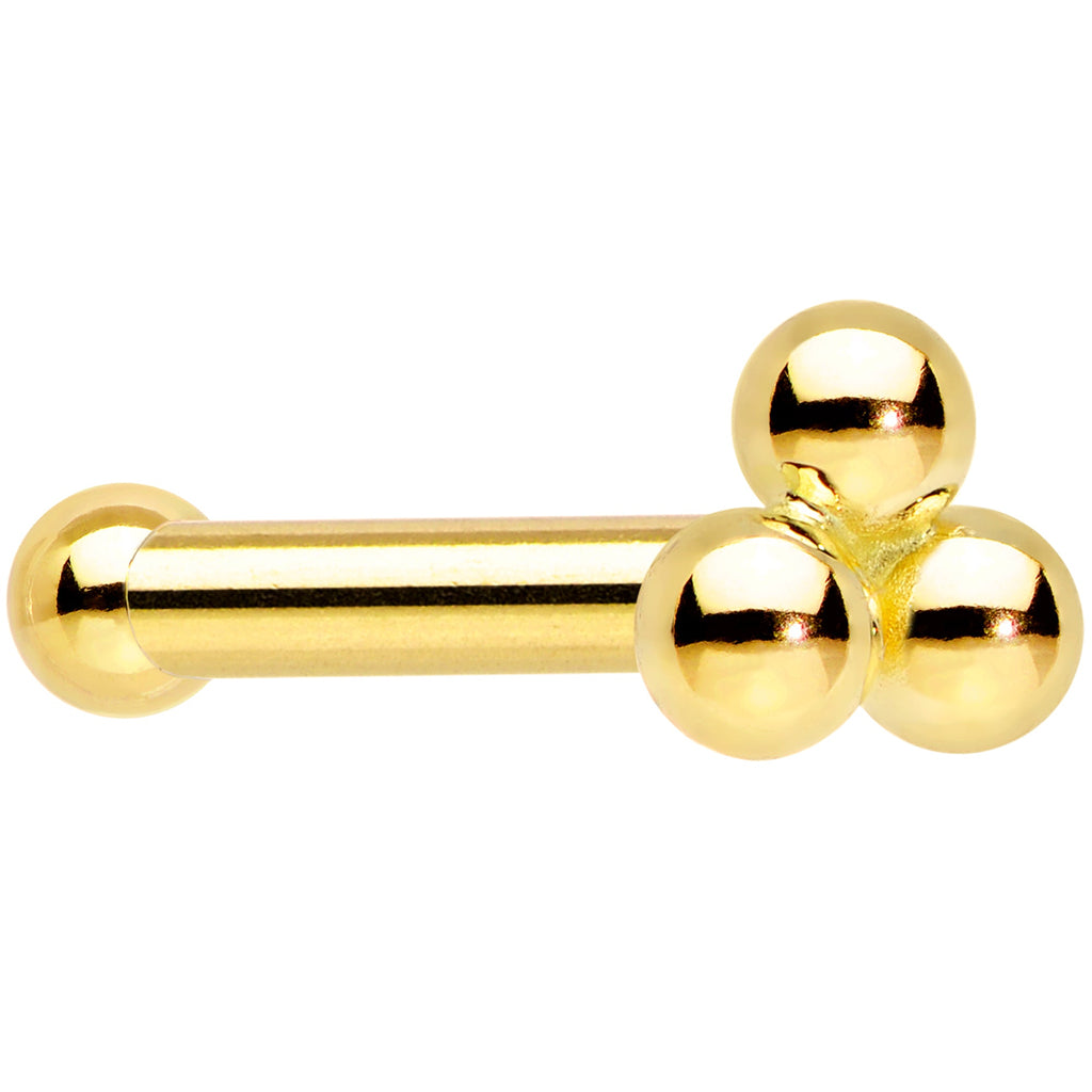 BodyCandy 14k Yellow Gold 3mm Trinity Nose Ring — color detail